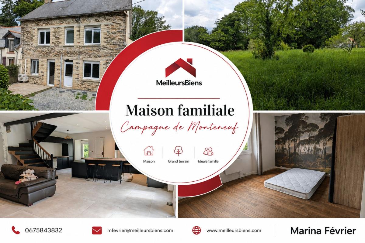 Maison familiale à Monteneuf 4 chambres terrain de 1810 m²