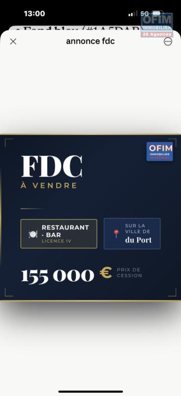 A Vendre -Fonds de Commerce Bar Licence IV/ Restaurant de 160m2